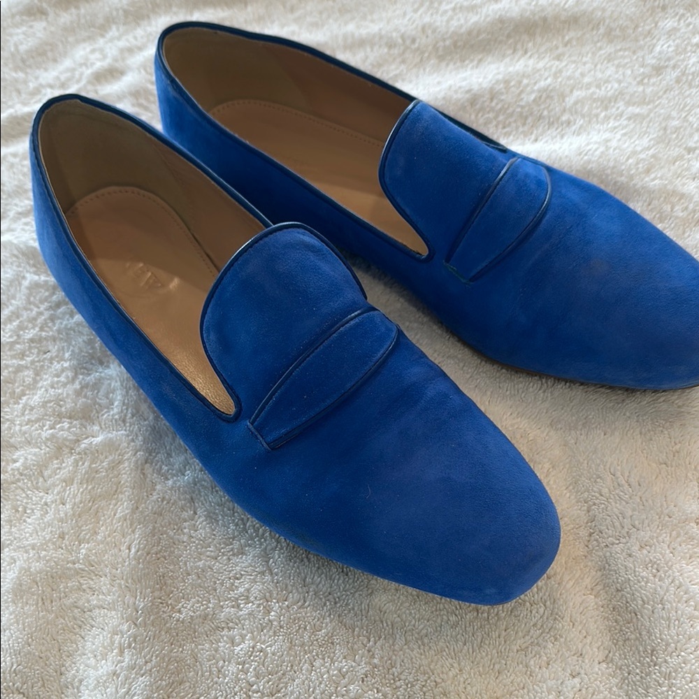 Womens Blue Suede Loafers
